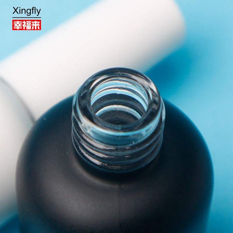 بطری شیشه ای 11 میلی لیتر گرد سفید سیاه ژل UV خالی لامپ ناخن با کف برس