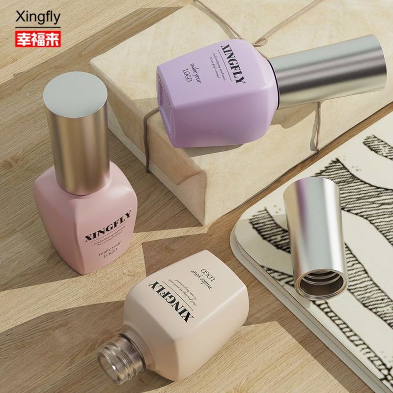 15ml ژل لاک ناخن شیشه ای بطری طراحی سفارشی خالی برای لاک ناخن با کلاه و برس