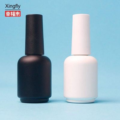 بطری شیشه ای 11 میلی لیتر گرد سفید سیاه ژل UV خالی لامپ ناخن با کف برس